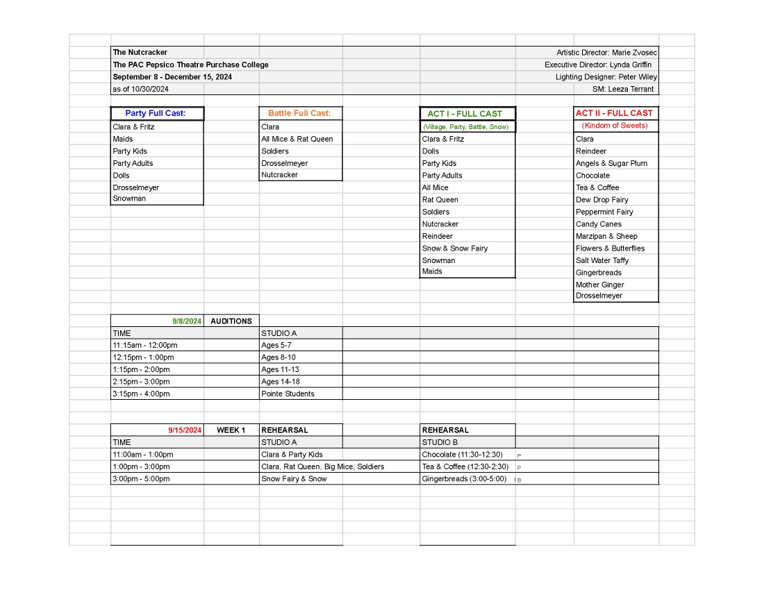 nutcracke schedule