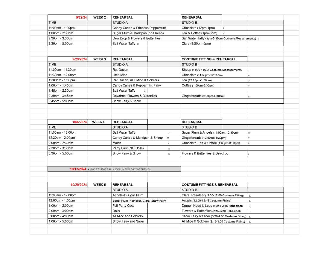 nutcracke schedule