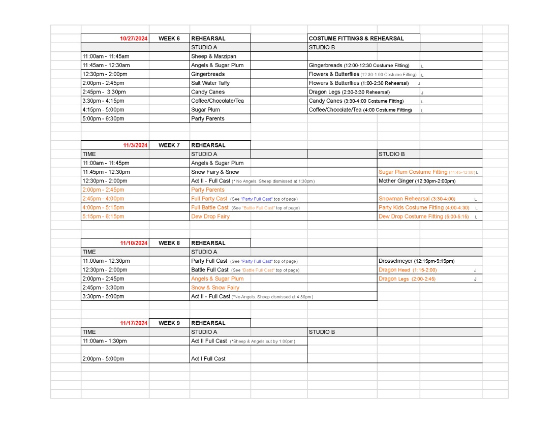 nutcracke schedule